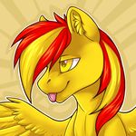  ambiguous_gender equine feral hair kellwolfik mammal multicolored_hair pegasus simple_background smile solo tongue tongue_out two_tone_hair wings 