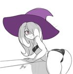  1girl ass little_witch_academia monochrome sucy_manbabalan tagme witch witch_hat 