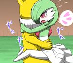  blush gardevoir heart heart-shaped_pupils hypno implied_sex nintendo no_humans open_mouth pokemon shiny takamametora text 