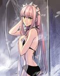  bikini black_bikini fate_(series) medb_(fate)_(all) medb_(fate/grand_order) pink_hair shimo_(s_kaminaka) showering solo swimsuit 