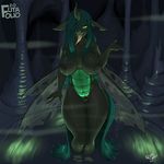  2016 anthro breasts cave changeling female friendship_is_magic horn kevinsano my_little_pony nipples pussy queen_chrysalis_(mlp) sharp_teeth solo teeth tongue tongue_out wings 