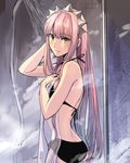  ass bad_id bad_twitter_id bangs blunt_bangs blush breasts butt_crack fate/grand_order fate_(series) highres medb_(fate)_(all) medb_(fate/grand_order) medium_breasts pink_hair shimo_(s_kaminaka) showering sidelocks solo yellow_eyes 