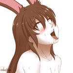 1girl ahegao blush cslucaris drooling eyes_rolled_back female naughty_face nude partially_colored rwby sexually_suggestive solo sweat tongue tongue_out velvet_scarlatina white_background 