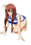  1girl breasts brown_hair female glasses green_eyes gym_clothes ikkitousen large_breasts legs long_hair looking_at_viewer ryuubi_gentoku shiny_skin short_shorts shorts smile solo 