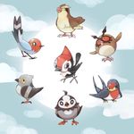  artist_request cloud fletchling hoothoot no_humans pidgey pidove pikipek pokemon pokemon_(game) starly tagme taillow 