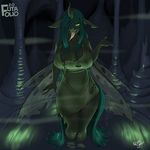 2016 anthro cave changeling clothing dress female friendship_is_magic horn kevinsano my_little_pony queen_chrysalis_(mlp) sharp_teeth solo teeth tongue tongue_out wings 
