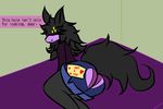  2016 anthro black_fur blackby butt canine clothed clothing dialogue digital_media_(artwork) english_text female fox fur hair mammal panties shadry-chan simple_background smile solo speech_bubble teeth text underwear 