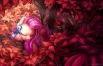  2016 avian bird bobdude0 cute equine feathered_wings feathers female feral fluttershy_(mlp) friendship_is_magic fur hair hooves leaves lying mammal my_little_pony outside peaceful pegasus pink_hair red_leaves sleeping smile tree wings yellow_fur 
