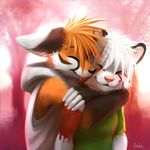  anthro clothed clothing duo eyes_closed hug male male/male markings standing thanshuhai 