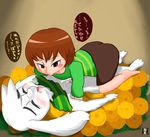  asriel_dreemurr blush caprine chara_(undertale) child clothing cute fur goat human mammal undertale video_games white_fur wonkake young 