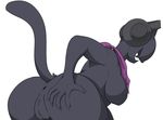  anthro anus breasts butt cat clitoris demon feline female fur headphones mammal monstercat monstercat_media nude open_mouth presenting presenting_hindquarters pussy rear_view scarf simple_background smile solo teeth 