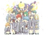  6+girls akabane_karma ansatsu_kyoushitsu bad_id bad_pixiv_id cherry_blossoms chiba_ryuunosuke crying diploma flower graduation hayami_rinka isogai_yuuma kataoka_megu kayano_kaede koro-sensei kurahashi_hinano maehara_hiroto multiple_boys multiple_girls nakamura_rio okano_hinata_(ansatsu_kyoushitsu) oreo_(toro203) ribbon school_uniform shiota_nagisa spoilers tears toga yada_touka 