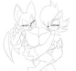  2016 anthro big_breasts breast_squish breasts duo female huge_breasts nipples ravnic rouge_the_bat sally_acorn sonic_(series) werebat werechipmunk 