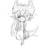  370ml blush breasts embarrassed featureless_breasts female humanoid imp mask midna monochrome nintendo not_furry pointing simple_background solo the_legend_of_zelda twilight_princess video_games white_background 