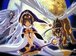  card_captor_sakura cerberus kerberos kinomoto_sakura moon staff wings yue 