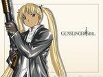  artist_request blonde_hair blue_eyes dark_skin gun gunslinger_girl long_hair pump_action shotgun solo triela twintails wallpaper weapon winchester_model_1897 