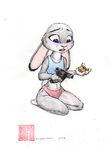  2016 ammunition anthro breasts buckteeth clothed clothing disney female gun handgun judy_hopps lagomorph long_ears mammal movie open_mouth pink_nose purple_eyes rabbit ranged_weapon revolver simple_background small_breasts steve_gallacci story teeth underwear weapon zootopia 
