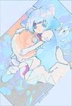  anabone blue_dress blue_eyes blue_hair bow cirno dress fairy_wings hair_bow ice ice_wings puffy_sleeves short_hair short_sleeves smile solo touhou wings 