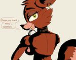  animatronic anthro breasts canine crossgender dialogue ear_piercing english_text female five_nights_at_freddy&#039;s fox foxy_(fnaf) ghost_(artist) grin hook_hand machine mammal piercing robot solo speech_bubble talking_to_viewer text video_games yellow_eyes 