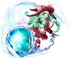  animal_ears artist_request black_gloves breasts drill_hair ears_through_headwear fiore_brunelli gloves green_hair hair_ornament hat large_breasts long_hair looking_at_viewer official_art open_mouth orange_eyes revealing_clothes simple_background solo star_ocean star_ocean_integrity_and_faithlessness twin_drills white_background witch_hat 