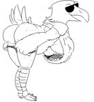  4th_of_july anthro avian bald_eagle beak big_breasts big_butt bird black_and_white breasts butt clothing eagle eyewear female huge_breasts huge_butt monochrome panties shirt solo sunglasses under_boob underwear undressing unknown_artist 