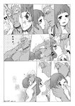  1girl blush comic couple earrings gamagoori_ira greyscale hair_kiss hetero hug imminent_kiss jewelry kazaya kill_la_kill kiss mankanshoku_mako monochrome nude short_hair silent_comic 