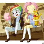  2girls cotton_candy fluttershy multiple_girls my_little_pony my_little_pony_equestria_girls my_little_pony_friendship_is_magic personification rainbow_dash tagme uotapo younger 
