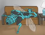  abdomen antennae anthro arthropod black_penis compound_eyes digitigrade draw_me_like_one_of_your_french_girls erection herm insect intersex lamp looking_at_viewer maleherm mandibles multi_arm multi_limb noet nude penis pussy riocynn sofa solo wasp wings 
