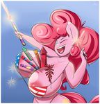  2016 4th_of_july anthro anthrofied areola big_breasts bikini border breasts clothing earth_pony equine female fireworks friendship_is_magic hair hi_res horse huge_breasts long_hair mammal my_little_pony open_mouth pink_hair pinkie_pie_(mlp) pony sanders solo swimsuit white_border 
