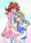  alternate_costume asano_masumi blue_eyes calvina_coulange cure_mermaid enmaided fang festenia_muse go!_princess_precure grey_hair maid multiple_girls onnaski precure puff_(go!_princess_precure)_(human) red_hair seiyuu_connection super_robot_wars super_robot_wars_judgement super_robot_wars_og_moon_dwellers touyama_nao white_bloomers 
