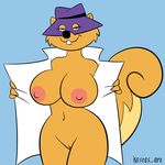  2016 big_breasts breasts crossgender female flashing kostos_art mammal pussy rodent secret_squirrel spreading squirrel what_you_were_thinking 