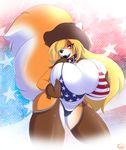  4th_of_july anthro big_breasts bikini breasts canine cleavage clothed clothing female fox fyxefox huge_breasts looking_at_viewer mammal smile solo swimsuit 