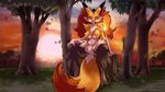  anthro biped breasts canine cheek_tuft chest_tuft crotch delphox detailed_background ear_tuft female fire fluffy fluffy_chest fluffy_ears fluffy_fur fluffy_tail forest fox fur gannadene grass invalid_tag inviting leaf looking_at_viewer mammal mountain navel nintendo nipple_bulge outside paws pok&eacute;mon pose red_eyes scenery seductive semi-anthro sitting smile spread_legs spreading sunset teeth tree tree_stump tuft twig video_games 