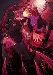  ahoge black_dress dies_irae dress foreshortening g_yuusuke green_eyes long_hair looking_at_viewer official_art pink_hair pink_legwear rusalka_schwagerin solo thighhighs tongue tongue_out zettai_ryouiki 