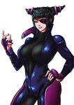  absurdres biker_clothes bikesuit black_hair breasts dacapo drill_hair eyepatch han_juri highres large_breasts nail_polish solo street_fighter street_fighter_v twin_drills undershirt 