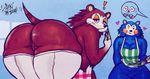  &lt;3 2016 animal_crossing anthro apron areola bent_over big_butt black_nose blue_fur blush bottomless breasts brown_fur butt cleavage clothed clothing duo female freckles fur hedgehog huge_butt legwear mabel_able mammal nintendo nipples one_eye_closed open_mouth pussy sable_able sligarthetiger speech_bubble thick_thighs thigh_highs topless video_games voluptuous wink 