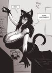  animal_humanoid anthro big_breasts breasts cleavage clothed clothing english_text feline female huge_breasts humanoid mammal solo text wckd 