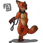  2016 animal_genitalia anthro balls bowserboy101 canine collar disney erection fox fur hair hi_res leash looking_at_viewer male mammal nick_wilde nipples nude penis simple_background smile zootopia 