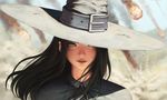  black_hair close-up explosion face freckles hat lips looking_at_viewer meteor meteor_shower original portrait solo syar_page witch_hat wizard wizard_hat yellow_eyes 