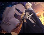  absurdres armor armored_dress banner black_legwear blonde_hair blue_eyes braid breasts cape fate/apocrypha fate/grand_order fate_(series) gauntlets headpiece highres jeanne_d'arc_(fate) jeanne_d'arc_(fate)_(all) lanzi_(415460661) long_hair medium_breasts smile solo thighhighs 