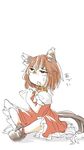  chen fanning_face no_hat no_headwear sitting sketch smilaugh solo sweat touhou white_background 