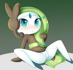  2016 anus blush bottomless butt clitoris clothed clothing female hair hearlesssoul legendary_pok&eacute;mon looking_at_viewer meloetta nintendo pok&eacute;mon presenting pussy solo spread_legs spreading video_games 