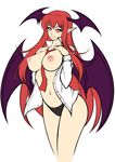  alternate_costume arched_back areolae between_breasts black_panties bow bow_panties breasts collared_shirt colored_eyelashes demon_wings hair_between_eyes hands_on_own_chest hips koakuma large_breasts long_hair long_sleeves loose_necktie mazume navel neck necktie necktie_between_breasts nipples open_clothes open_shirt outline panties perky_breasts puffy_nipples red_eyes red_hair red_neckwear shirt sidelocks simple_background solo stomach thighs touhou underwear unfinished very_long_hair white_background wings 