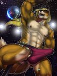  2015 abs anal anal_penetration anthro armpits biceps big_muscles black_nose blonde_hair blue_eyes blush brown_fur brown_nipples canine clothed clothing dancing digital_media_(artwork) disco_ball disembodied_penis dutch_angle erection fox fur group hair inside light long_hair low-angle_view male mammal money multicolored_fur muscular muscular_male nightclub nipples open_mouth pecs penetration penis pole pole_dancing precum rov signature solo_focus tenting thong thoron topless translucent translucent_penis two_tone_fur wet_spot white_fur 