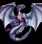  2016 armor black_background blue_body claws dragon feral gem horn looking_at_viewer makaidos male open_mouth scales scalie sharp_teeth simple_background solo teeth the_secret_cave tongue western_dragon wings 