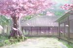  c.z. cherry_blossoms day east_asian_architecture forest grass hakugyokurou highres house nature no_humans scenery sky spring_(season) touhou tree 