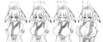  1girl :d animal_ears bare_shoulders blush breasts cleavage collarbone covered_nipples detached_sleeves ginzake_(mizuumi) greyscale hat huge_breasts inubashiri_momiji japanese_clothes large_breasts monochrome obi open_mouth pom_pom_(clothes) sash short_hair smile solo sweat tail tokin_hat touhou translation_request upper_body variations wide_sleeves wolf_ears wolf_tail 