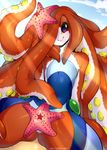  2016 ambiguous_gender anthro cephalopod clothed clothing cloud hi_res looking_at_viewer marine octopus orange_skin purple_eyes sky smile spread_legs spreading suction_cup tentacle_hair tentacles thick_thighs venusflowerart white_skin 