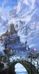 castle cloud cold dragon fantasy highres no_humans original scenery sky snow uchio_kazumasa 