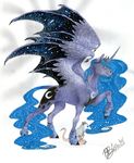  2015 armor blue_eyes blue_feathers blue_hair cosmic_wings cutie_mark equine feathers female friendship_is_magic fur hair hooves horn long_hair luna68 mammal my_little_pony pet princess_luna_(mlp) simple_background tagme white_background winged_unicorn wings 